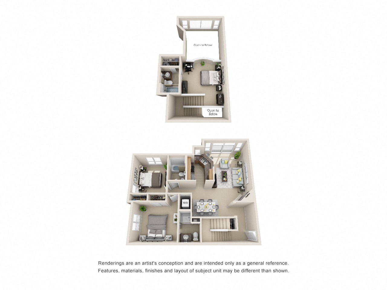 Floor plan for 3 beds, 2.8 baths, 1373 sqft